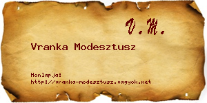 Vranka Modesztusz névjegykártya